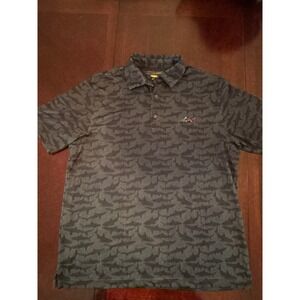Greg Norman Play Dry Mens Large Grey Shark Camo Golf Polo Shirt Short Sleeve